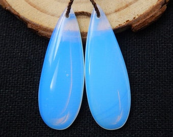 Opalite Teardrop Gemstone Earring Beads, Drilled Earring Pair For Jewlery DIY Making, Earrings Making, 38x11x5mm, About 5g