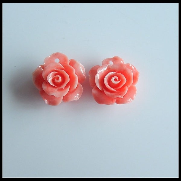 Wholesale! 1 Pair Pink Conch Shell (Made Of Powder Of Shell, Color Is Enhanced ) Flower Earring Beads, 15x8mm, 1.5g