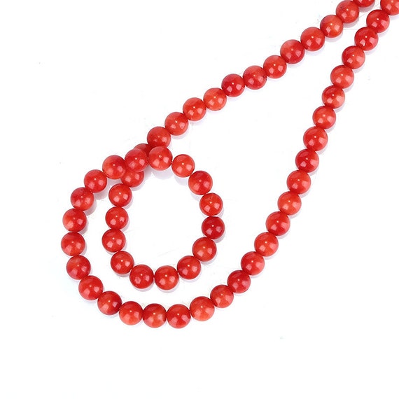 Perline Rotonde Lisce Di Corallo Fossile Di Qualità AAA Genuina Pietra Preziosa 15 "filo 6mm 8mm Pietre Preziose Rotonde - Italia - Foto 4