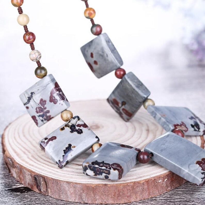 2018 NEW Chohua Jasper with Multi-Color Picasso Jasper Bead Necklace,50cm,72.3g