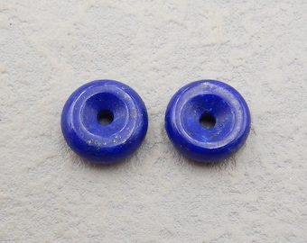 Carved Natural High Quality Lapis Lazuli Donut Gemstone Earring Beads, Gmestone For Jewelry DIY Making, 15x6mm, 5g - SS2564