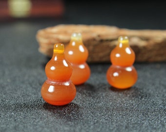 New Design! 1PC Carved Red Agate Gemstone Gourd Pendant Bead, Drilled Gemstone Pendant, Handmade Jewelry, 22x18x18mm