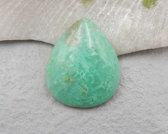 Top Quality Natural Chrysoprase Gemstone Teardrop Cabochon (can be drilled), Jewelry DIY Making, 32x26x8mm, 8.8g - E17306