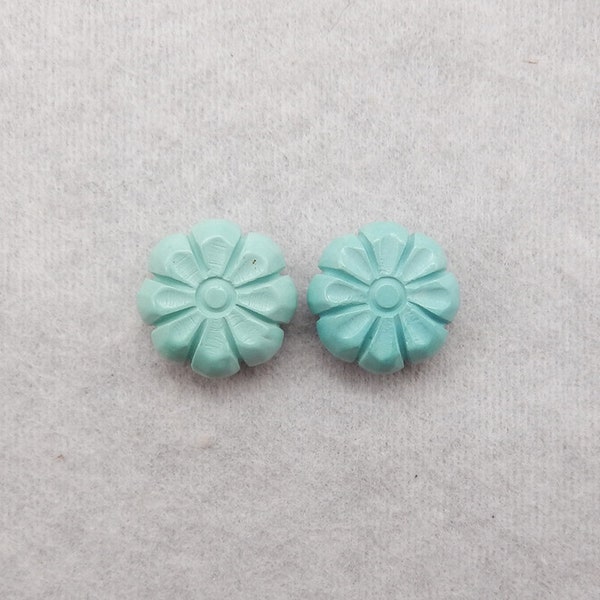 Carved Turquoise Flower Shape Gemstone Earrig Beads, Popular Gemstone Flower Pair, Gemstone Wholesale, 13x5/6mm, 3g - SS2977