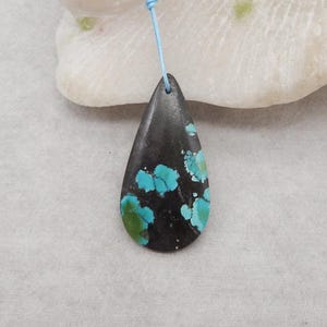 Beautiful Natural Turquoise Gemstone Pendant Bead, Drilled Turquoise Cabochon For Jewelry DIY Making, Gift For Her, 39x20x6mm, 5.6g - SS4485