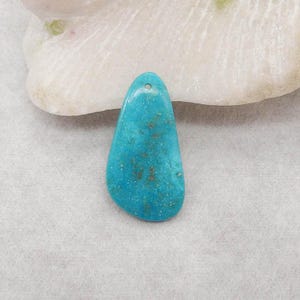 Beautiful Natural Turquoise Gemstone Pendant Bead, Drilled Turquoise Cabochon For Jewelry DIY Making, Gift For Her, 31x16x3mm, 2.5g - M545
