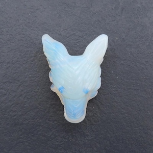 Big Size Stone Wolf Head Pendant! Carved Opalite Wolf Head Gemstone Pendant Bead, Popular Animal Bead, 51x39x20mm, 36.2g - E26104
