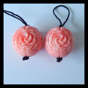 Wholesale! 1 Pair Pink Conch Shell (Made Of Powder Of Shell, Color Is Enhanced) Flower Handmade Earring Beads, 19x18mm, 10.4g - BK019