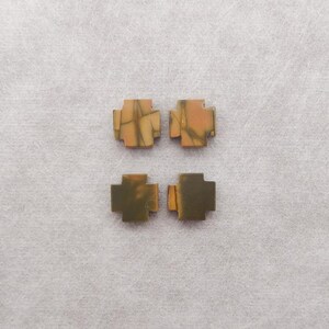 2PAIRS Carved Multi Color Picasso Jasper Cross Shape Gemstone Cabochons (can be drilled), Unique Cabochons Pair, 9x9x3mm, 2.2g - M074