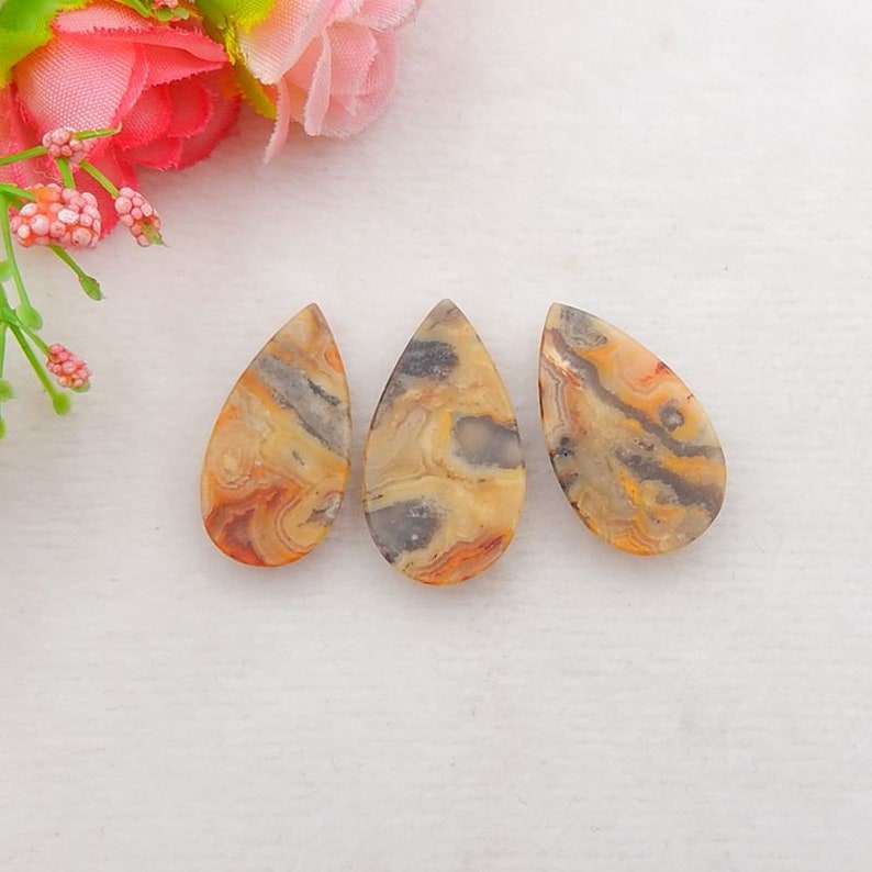 SALE,3Pcs Crazy Lace Agate Cabochons,28x16x5mm,26x14x5mm,9g-S8293