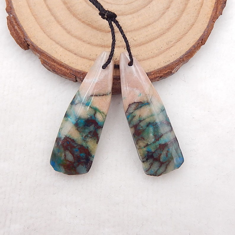 New 5.9g Hot Sales Chrysocolla Earrings Y6348 Handmade Gemstone for Jewelry Making 34x11x5mm Woman/'s Accessories