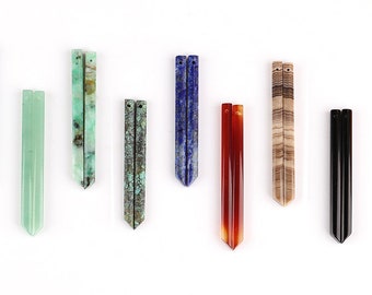 Gemstone Wholesale! Customized Long Dangle Gemstone Earring Beads, Long Earring SET, 56x4mm, About 5g (Wholesale B)