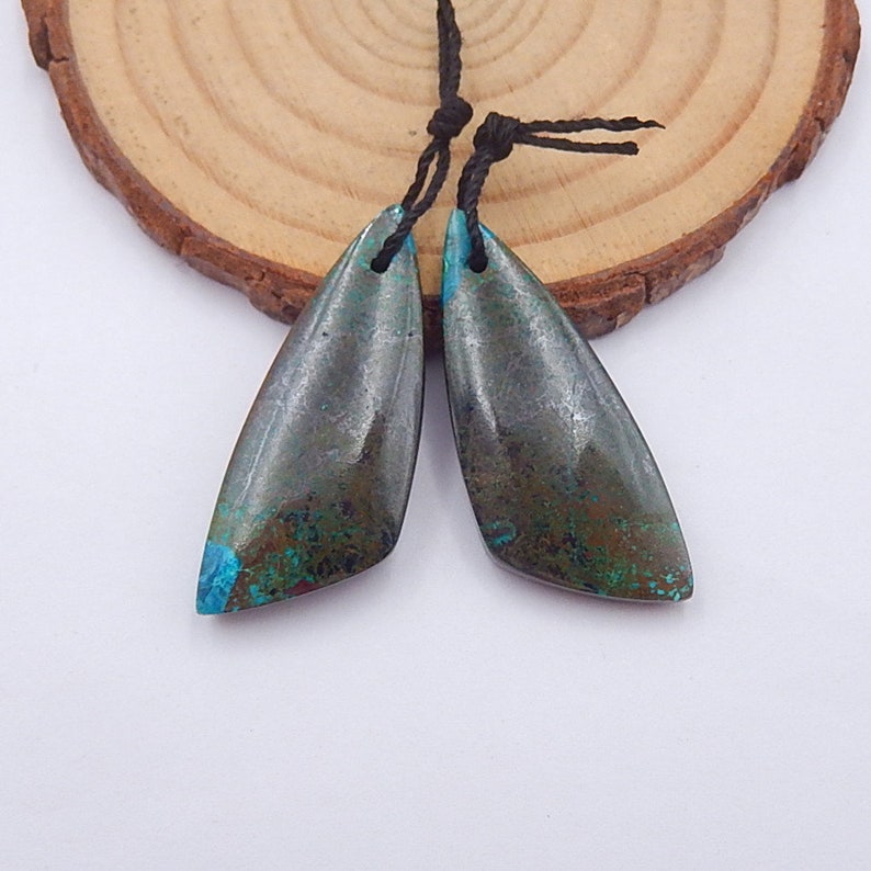 Hot Sell Chrysocolla Gemstone Earrings,Summer Earring Polished Smooth Earring set,34x14x5mm,8.7g-Y35