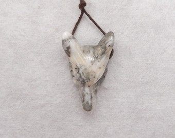 New Arrival! Carved Natural Stone Pyrite Wolf Head Gemstone Pendant Bead, Popular Animal Pendant, 28x19x9mm, 5g - E17605