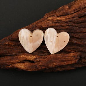Perline per orecchini a forma di cuore in opale rosa naturale, fette spesse a forma libera per la creazione di orecchini e gioielli fai da te, 20x20x5mm, 4,7g