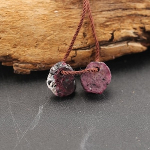 Nugget (Rough Sides) Natural Ruby Gemstone Earring Beads, Lovely Earring Pair, Jewelry Making, Semi Precious Stones，9x7x3mm 1g