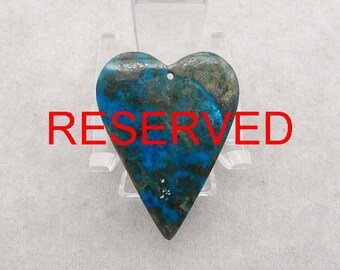 RESERVED FOR Brittany! (2024-6-10) Carved Natural Gemstone Chrysocolla Heart Shape Pendant Bead, Popular Pendant, 35x27x5mm, 6g - E19228