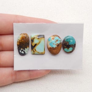 4 stuks prachtige natuurlijke turkoois edelsteen cabochons (kan worden geboord), handgemaakte turquoise sieraden maken, 21 x 11 x 4 mm, 16 x 12 x 5 mm, 6,2 g - SS3986