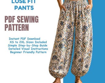 Naaipatroon loszittende loungebroek | Eenvoudig digitaal pdf-patroon