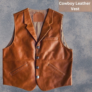 Handmade Brown Leather Vest – Classic Men’s Waistcoat – Vintage Style Outfit