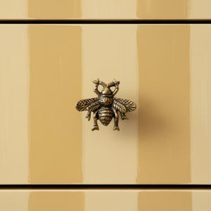 Bee Drawer Knob Cabinet Hardware Antique Gold Furniture Upgrade Nursery Decor Whimsical Design Cottage Style Dresser Handle Vanity Pull