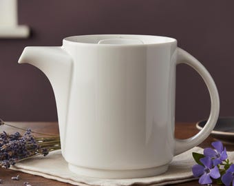 Minimalist Teapot Mid Century Modern Tableware White Porcelain Tea Service MCM Table Neutral Decor Organic Modern Thomas Germany ABC White