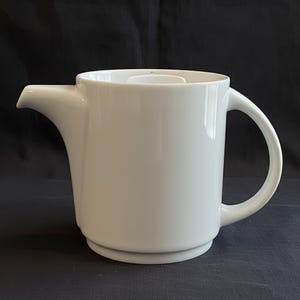 White Teapot Small Minimalist Table Easter Holiday Tableware Neutral Clean Lines Mid Century Modern Thomas Germany ABC White MCM Tablescape