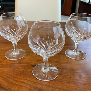 Crystal Brandy Snifter Set of 3 Nachtmann Fleurie Crystal Cognac Glasses Vintage Crystal Barware Crystal Bar Glass Gift Idea  for New House