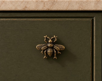 Bee Cabinet Knob Kitchen Hardware Antique Gold Pantry Cupboard Pull Garden Inspired Bar Cabinet Handle Botanical Furniture Hardware