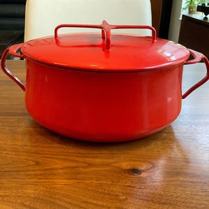 Vintage Dansk Kobenstyle Red Enamel Dutch Oven Vintage Casserole Pot Dansk Dutch Oven Red Dansk Pot with Lid Enamel Vintage Dutch Oven