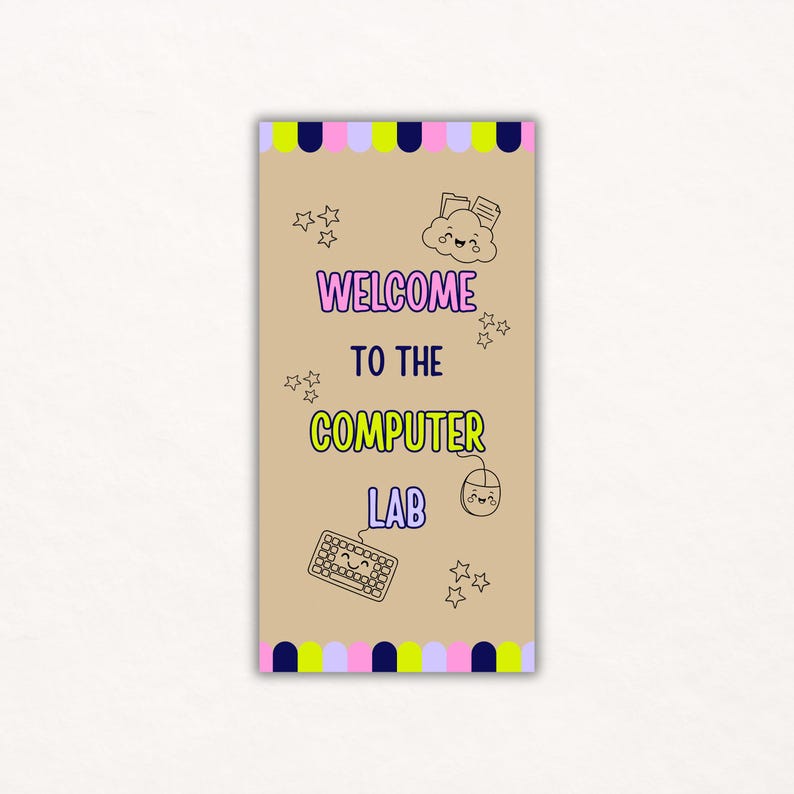 Welcome to the Computer Lab Classroom Door Painted Banner Template - Etsy