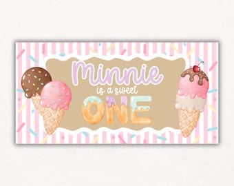 Sweet One Birthday Painted Banner Template | Ice Cream Party Design
