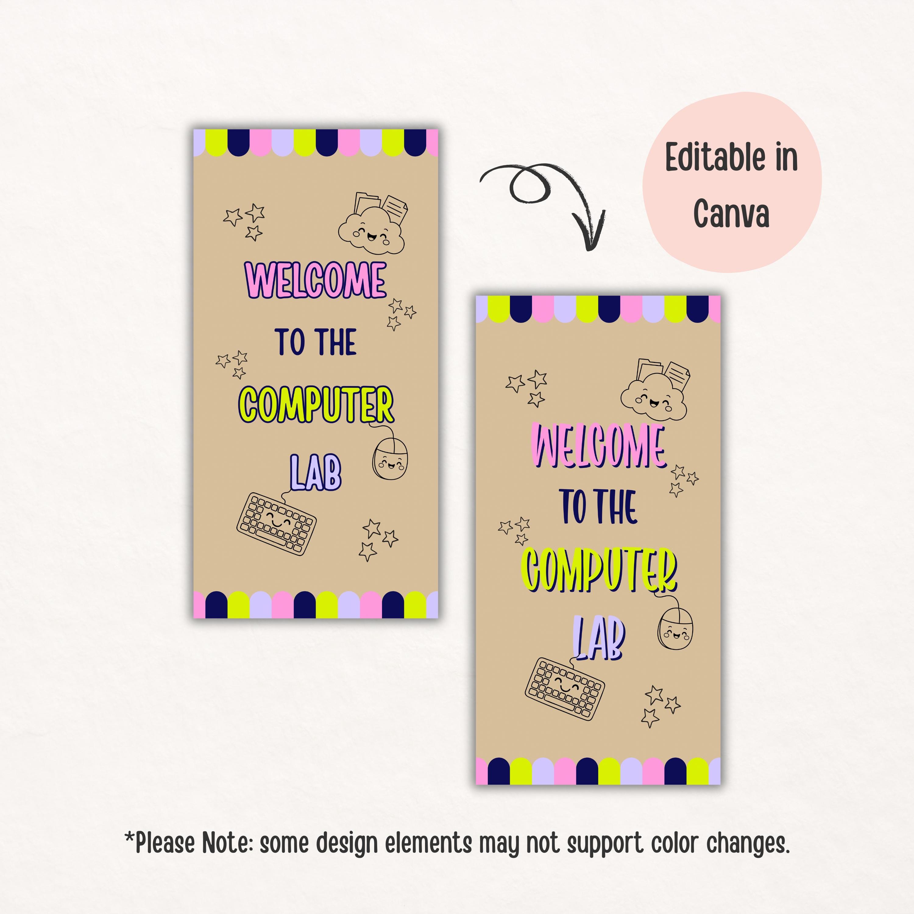 Computer Lab Entrance Label Welcome to the Computer Lab Classroom Door Painted Banner Template - Etsy