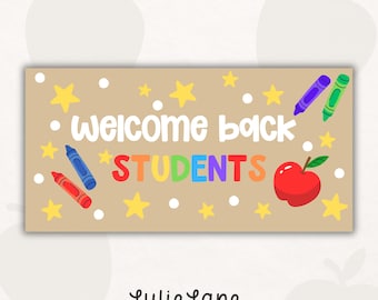 Willkommen zurück, Studenten | Sterne | Klassenzimmer Dekor | Bemalte Banner Vorlage