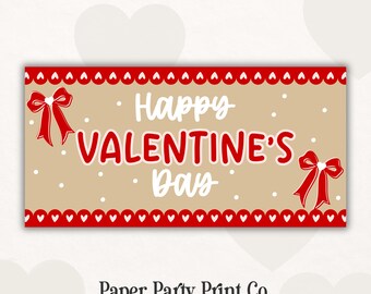 Happy Valentine’s Day Scalloped Hearts Painted BannerTemplate