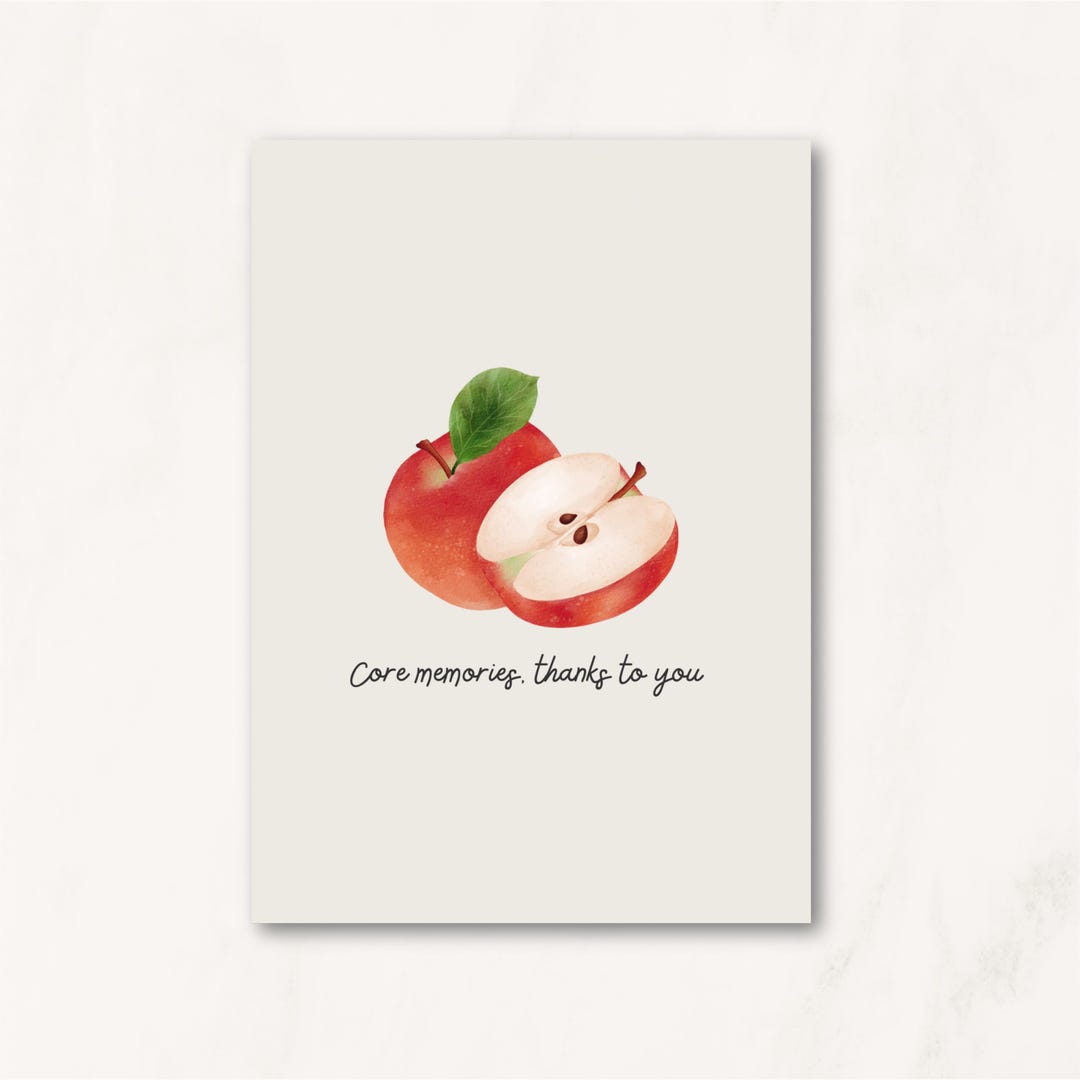 Core Memories Thank You Card | Printable Teacher Card | Apple Theme 5x7 ...