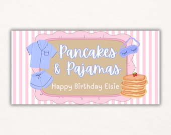 Pancakes & Pajamas Painted Banner Template | Sleepover Slumber Party