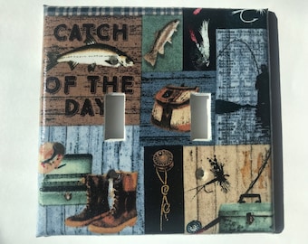 Fishing Lures Light Switch Plate Cover, Nautical Man Cave Decor