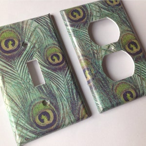 Peacock Feather Pattern Light Switch Cover, Home Decor