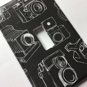 Photographer Gift, Vintage Camera Light Switch Plate Cover Double, Teen Room Decor, Black White Decor, Camera Decor, Office Decor