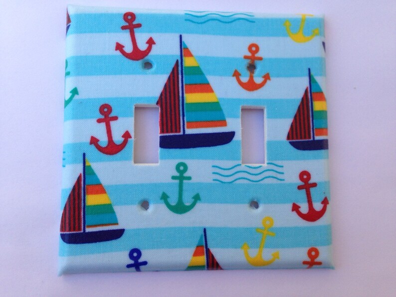 Blue Sail Boat and Anchors Light Switch Plate Cover / Nautical Etsy