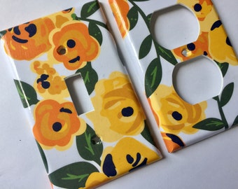 Yellow Home Decor , Light Switch Cover, Floral Decor, Yellow Bathroom Decor, Wall Art, Yellow Nursery, Yellow Nursery Art, Home Decor