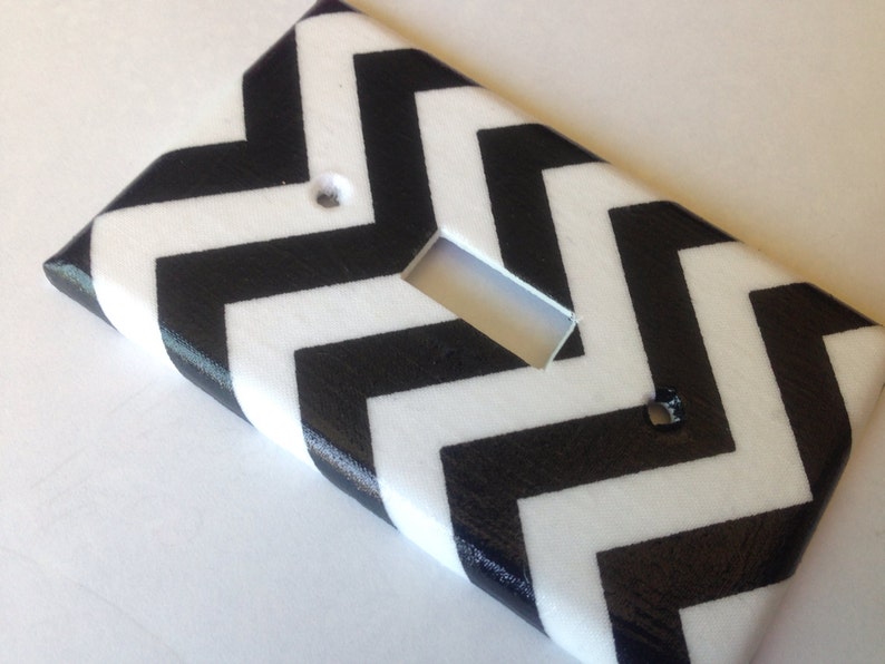 Black and White Chevron Light Switch Plate / Light Switchplate Etsy