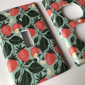 Strawberry Light Switch Plate Retro Strawberry Single Light Switch Plate Strawberry Kitchen Decor Cottagecore Nursery Coquette