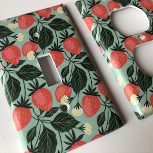 Strawberry Light Switch Plate Retro Strawberry Single Light Switch Plate Strawberry Kitchen Decor Strawberry Cottage Nursery