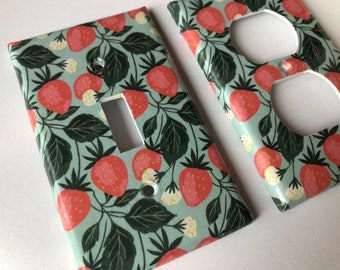 Strawberry Light Switch Plate Retro Strawberry Single Light Switch Plate Strawberry Kitchen Decor Strawberry Cottage Nursery