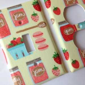 Retro Strawberry Light Switch Plate - Handmade Kitchen Decor