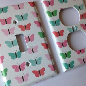 Butterfly Single Light Switch Plate Cover / Aqua Pink Decor / Butterfly ...