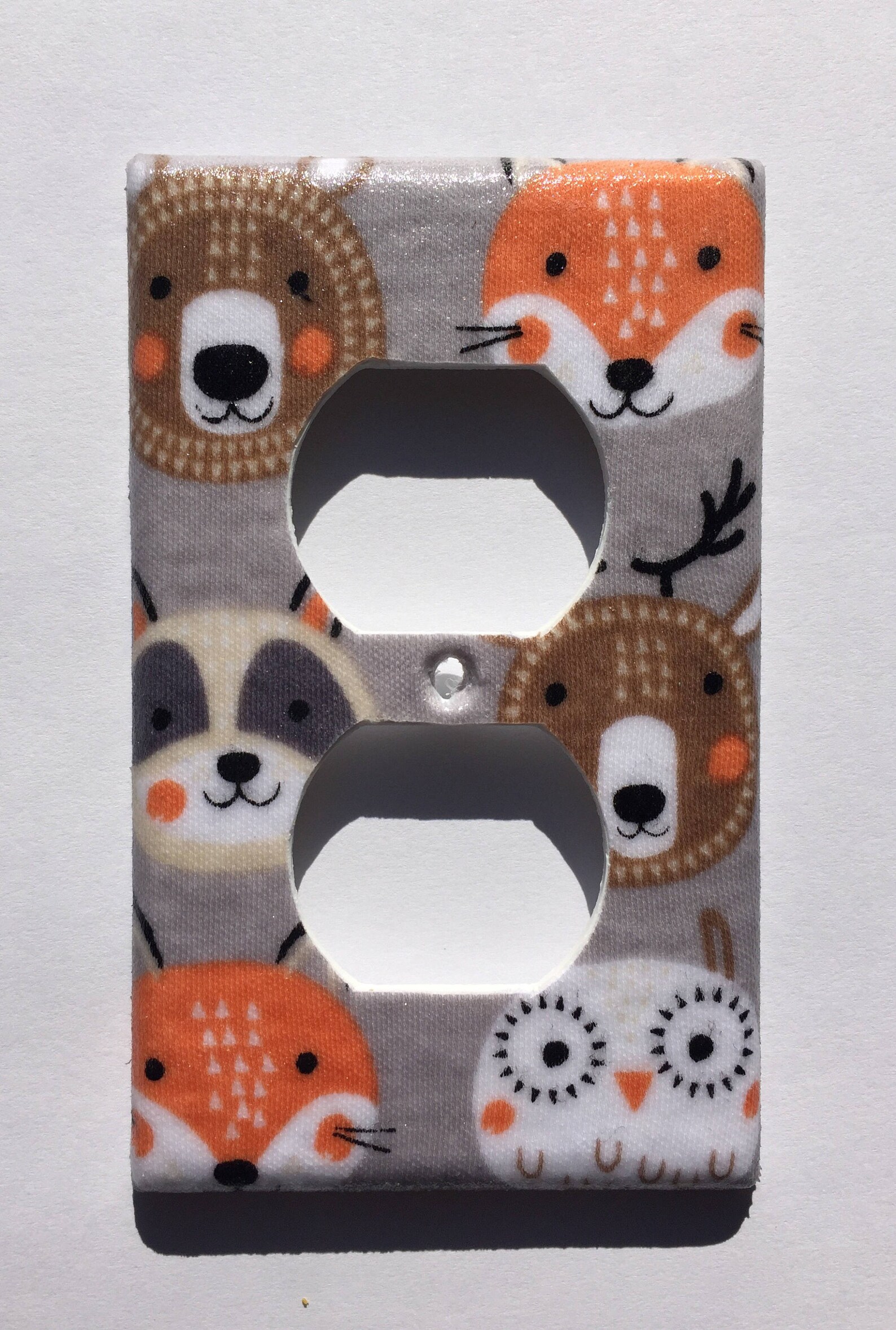 Woodland Animals Single Light Switch Plate Gray Nursery Etsy