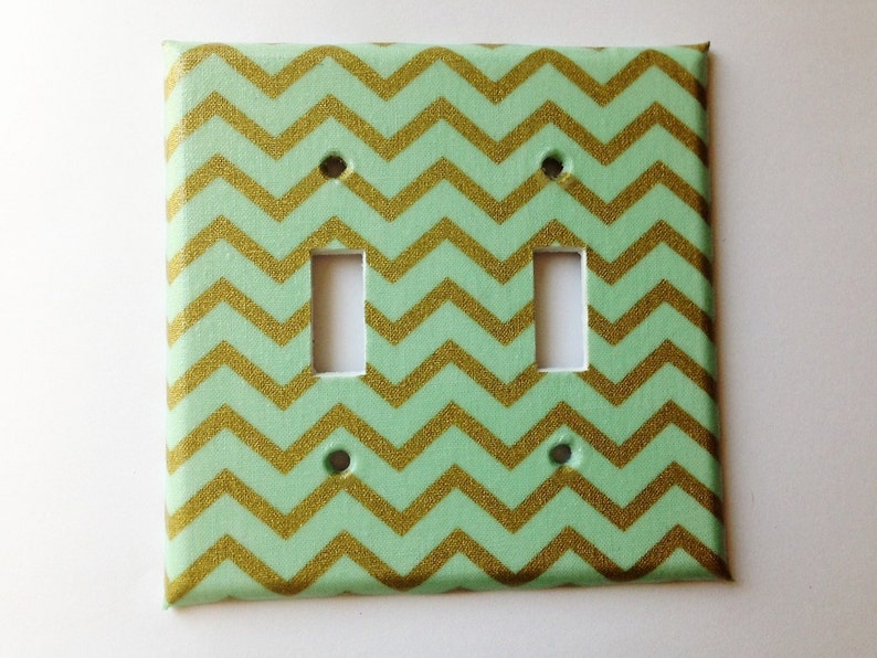 Mint Decor Gold Metallic Chevron Single Light Switch Cover Mint Home Decor Gold Bedroom Decor Mint Nursery Decor Gold Nursery Decor